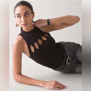 WHBM Ribbed Cutout Knit Halter Top